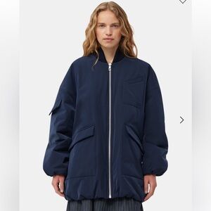 GANNI Twill Oversized Bomber Jacket S/M navy blue